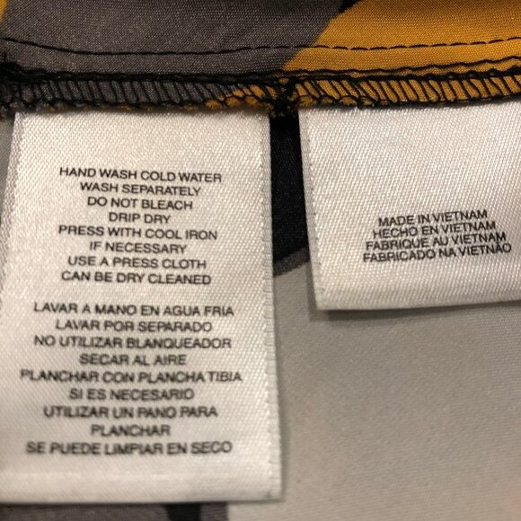 Nine West Sleeveless Abstract Print Bow Tie Top Gold White Grey Sz M NWOT - Picture 10 of 12